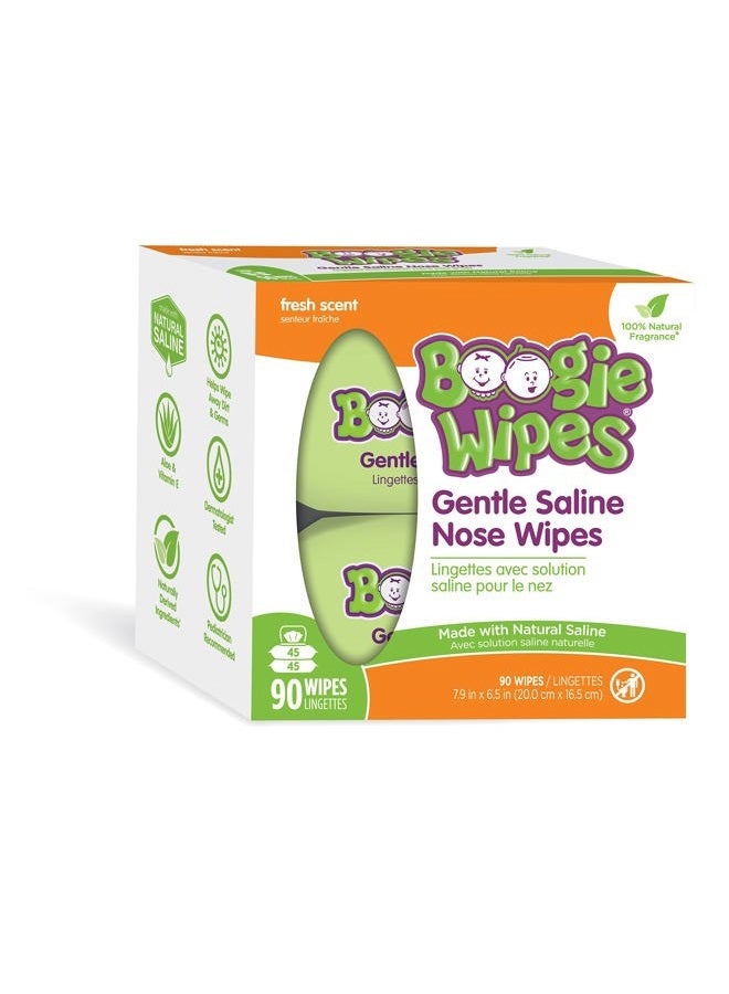 Boogie Wipes, Saline Wipes for Baby & Kids, Nose Booger Wipes for Allergy Relief, Face, Hand & Body, Made with Vitamin E, Aloe and Natural Saline, Fresh Scent, 45 Count (Pack of 2) - Image 1